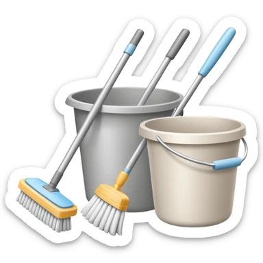 Realistic cleaning essentials with neutral color sticker