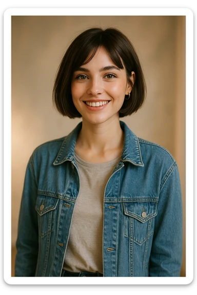 A girl with a bob haircut sticker