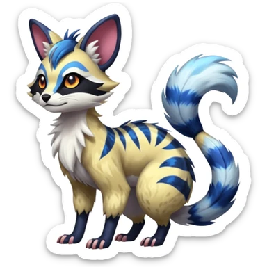 Futuristic furry fluffy floofy feathery tribal marked Genet-Absol-Furret-Zeraora-Primagen-fusion-creature  sticker