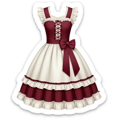 Lolita dress, white and burgyndy sticker