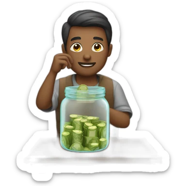 man putting money in the jar sticker