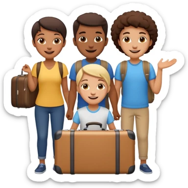 3 persons going on holiday vacation, group travel sticker