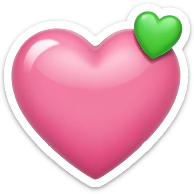 Pink heart with smaller green heart sticker