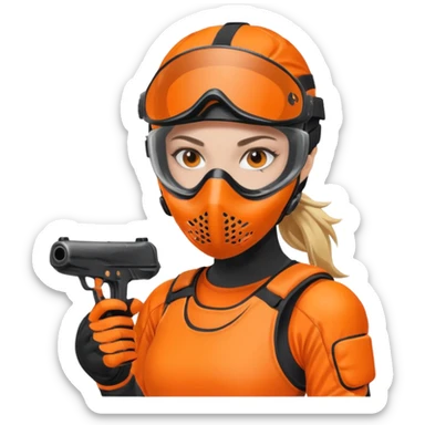 paintball player face girl sticker