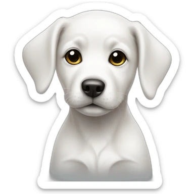 white puppy with a black dot around the eye sticker