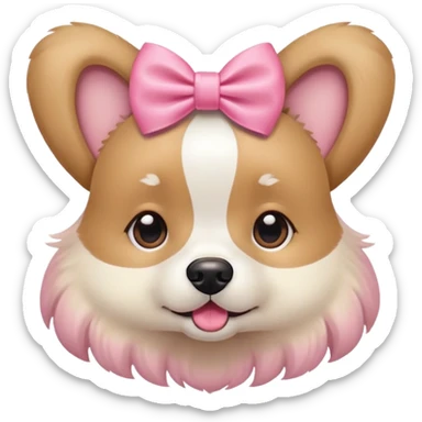 dog with pink bow playful expression sticker