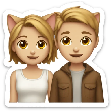 Two ocicats, one girl and one boy, the boy is white and the girl is brown sticker