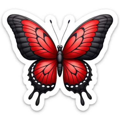 An Edgy crimson-blood-red, obsidian-black, beautiful butterfly sticker