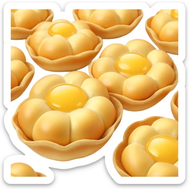 3D rendered authentic Hong Kong egg puffs (港式鸡蛋仔) with golden egg-shaped bubbles, perfect crispy exterior, hyper-realistic texture, glossy finish, soft lighting, traditional hexagonal pattern sticker