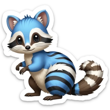 Black/White/Blue Skunk-Furret-Numbat-animal-fusion (full body) sticker