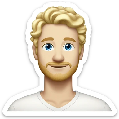 full body standing light curl blonde 30yo man blue eyed pale skin sticker