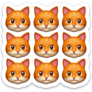 2D emoji of a cat, apple style emoji, different expression sticker