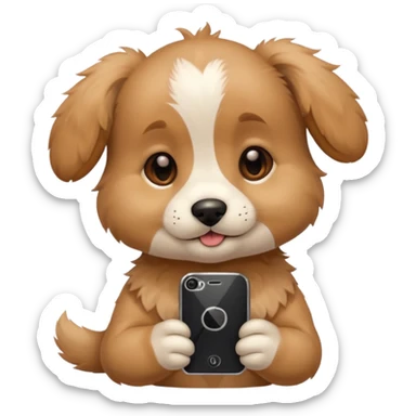 puppy with phone sticker