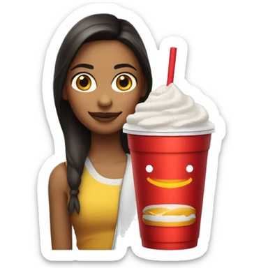 Chica con una orden de McDonalds y un vaso de coca cola  sticker