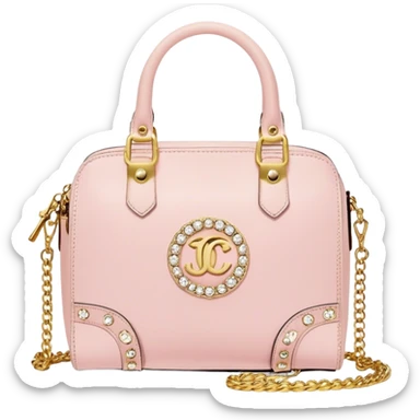 pale pink juicy couture purse with big gold JC on the front bling bling sticker
