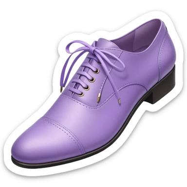 A 3D cartoon lavender-purple Formal shoes with soft texture, lace-up detail, and smooth reflections, isolated on plain background, Memoji-style. sticker