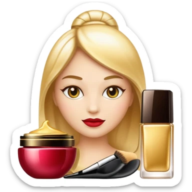 emoji of luxury brand labeled beauty products sticker