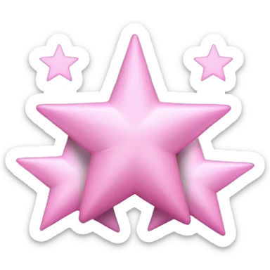 Three small pink , five-pointed stars grouped together. The stars have a slightly elongated shape, giving them a twinkling effect. They vary in size, with the largest star in the center and two smaller stars on either side.  sticker