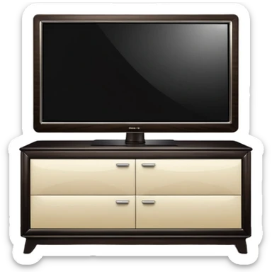 modern tv standing on a super luxurious dark cupboard sticker