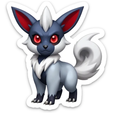 Shiny Black Dark Edgy Shadowy Dark-type Absol-Minccino-Zangoose-Hybrid (Full body) sticker