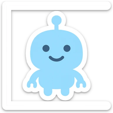 cute robot with round body and smiling face, main color #b0f2f8, color icon style sticker