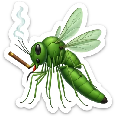mosquito verde fumando un cigarro sticker