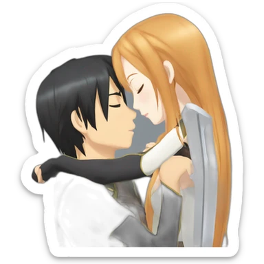 Kirito kiss Asuna from sword art online sticker