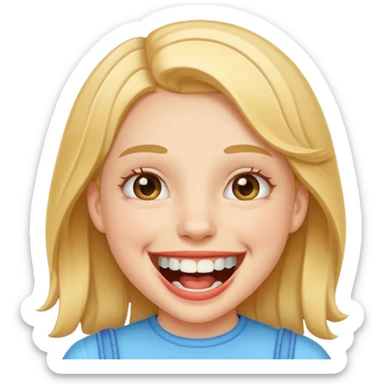 girl with braces, laughing sticker