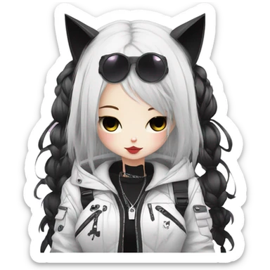 Edgy Kawaii Cute Cool Cartoon Anime Punk Techwear Gothic Catgirl sticker