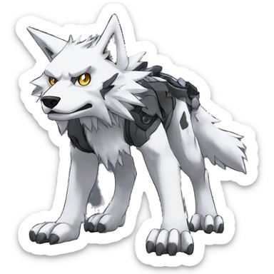  Cool Edgy Digimon-Fakemon-Wolf with edgy markings full body sticker