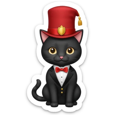black suited cat with fes hat sticker