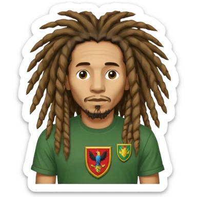 very realistic Bob Marley with gigantic dread locks heraldic crest sticker