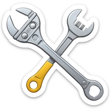 Adjustable wrench, emoji style, with professional lighting, no face on objects, white background sticker
