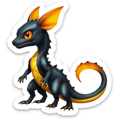 Shiny Exotic Salandit-Umbreon-Charmeleon-Fakémon-hybrid-creature (full body)  sticker