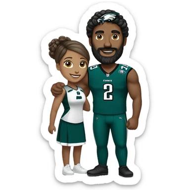  Brown guy with beard and mustache holding hands with a brown girl with her hair in a bun in Philadelphia eagles clothing  sticker