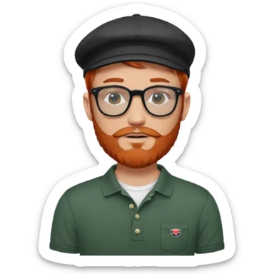 red headed with beard and rayban glasses wearing a scally cap with sleeve tattoos and an Irish flat cap with a Fred Perry polo sticker