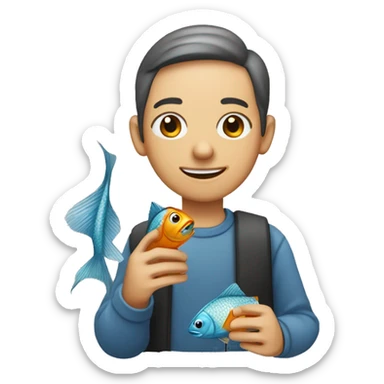 personnes avec un bocal a poisson dans les mains sticker