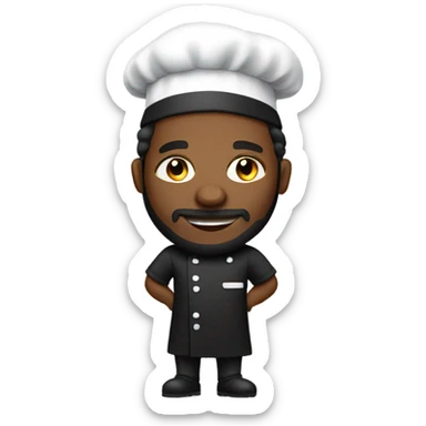 Black Chef with a beard cooking wearing black apron  sticker