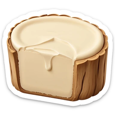 small mound or log of smooth pale beige almond paste with dense slightly matte surface and soft malleable texture, rounded clean edges, one or two slices beside it revealing uniform interior, no packaging or decoration, just the pâte d’amande, soft lighting, subtle shadows, emoji scale sticker