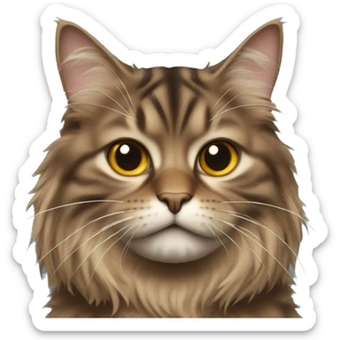 Long haired brown tabby cat with an annoyed expression on its face  sticker