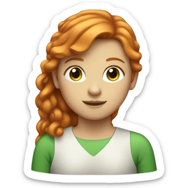 A girl with a ginger hair, white skin and green eyes sticker