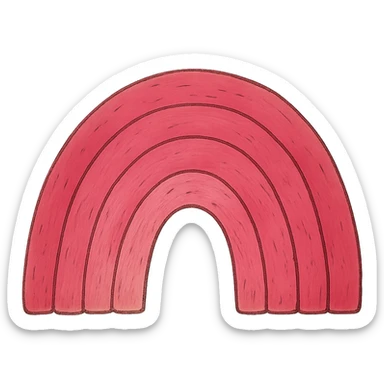 ghibli style icon of a bold pink rainbow sticker