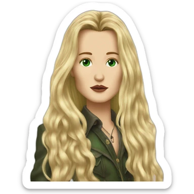 Johnny Depp kiss blond woman with green eyes amd very very very long hair sticker