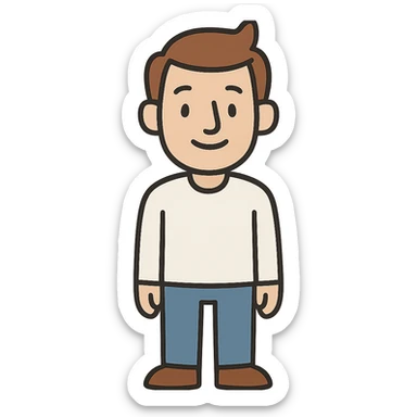 flat toon style white man character sticker