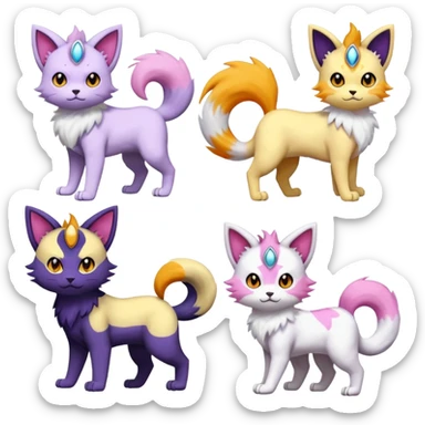 Absol-Delcatty-Purrloin-Meowth-Gatomon-fusion, full body sticker
