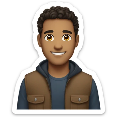 Tall Hispanic young man smiling with light brown skins and dark hair and a little bigger build  sticker