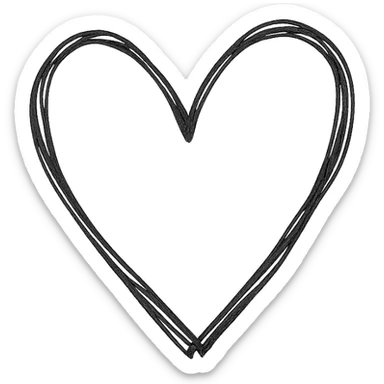 hand drawn outlined icon of a pink heart, no fill sticker