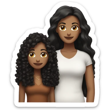Latina women with black curly hair and black woman with long straight brown hair lesbian couple  sticker