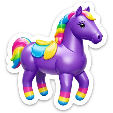  Lisa Frank style inflatable vinyl chubby horse toy figure  sticker