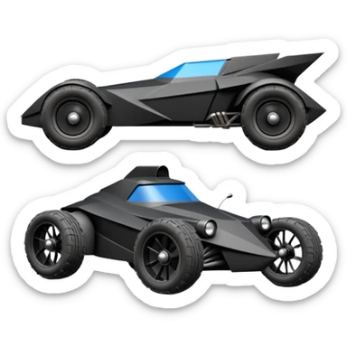  the animated series aerodynamic futuristic Batmobile loosely based on 1936 school bus (flat long straight faceted mechanical body) stealthy town hot rod desert dirt racing rwd buggy  sticker